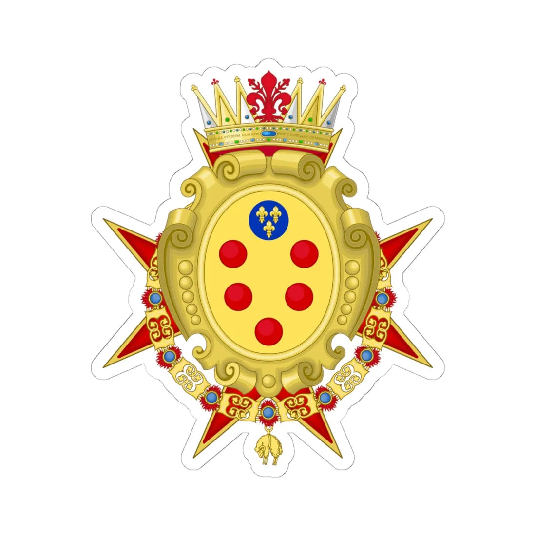 Coat of Arms of the Grand duchy of Tuscany (Italy) (Coat of Arms) STICKER Vinyl Kiss-Cut Decal 6 Inch White - The Sticker Space