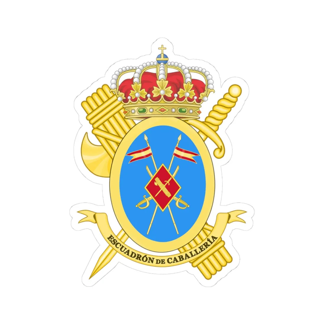 Coat of Arms of the Guardia Civils Cavalry (Spain) (Coat of Arms) STICKER Vinyl Kiss-Cut Decal 3 Inch White - The Sticker Space