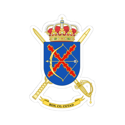 Coat of Arms of the High Readiness Land Headquarters Battalion (Spain) (Coat of Arms) STICKER Vinyl Kiss-Cut Decal 4 Inch White - The Sticker Space