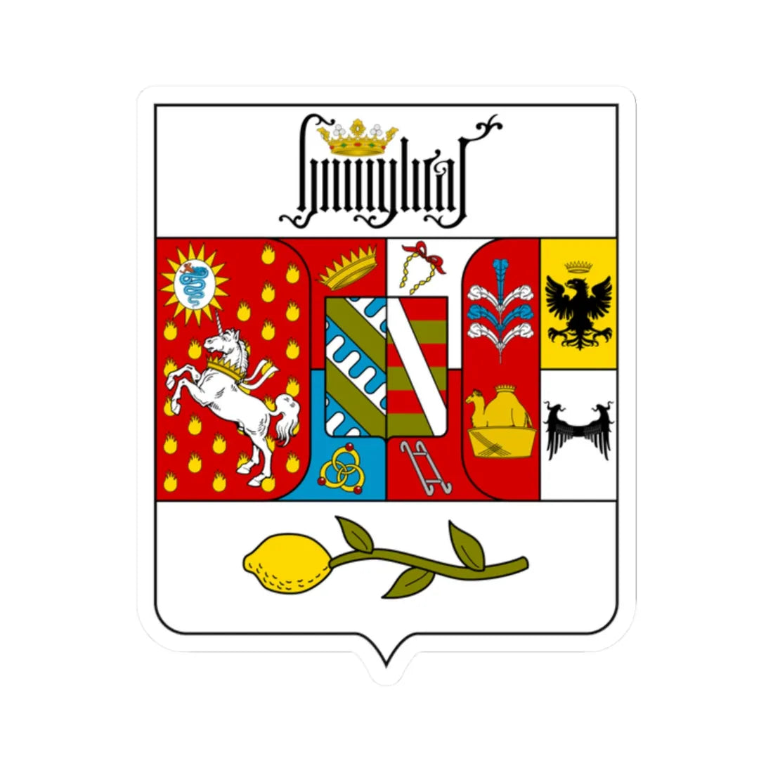 Coat of arms of the House of Borromeo (Italy) (Coat of Arms) STICKER Vinyl Kiss-Cut Decal 2 Inch White - The Sticker Space