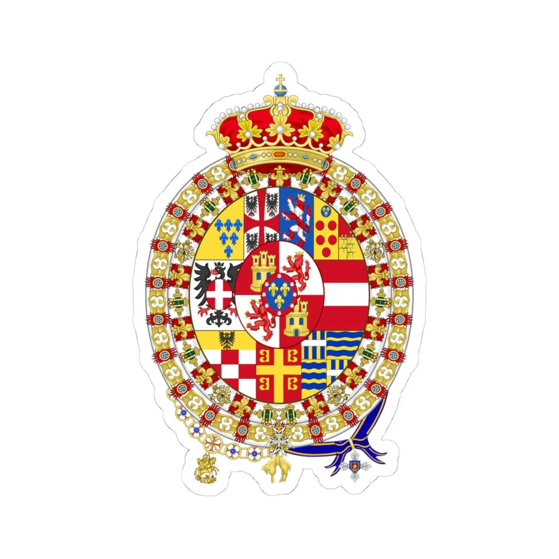 Coat of arms of the House of Bourbon-Parma (Italy) (Coat of Arms) STICKER Vinyl Kiss-Cut Decal 4 Inch White - The Sticker Space