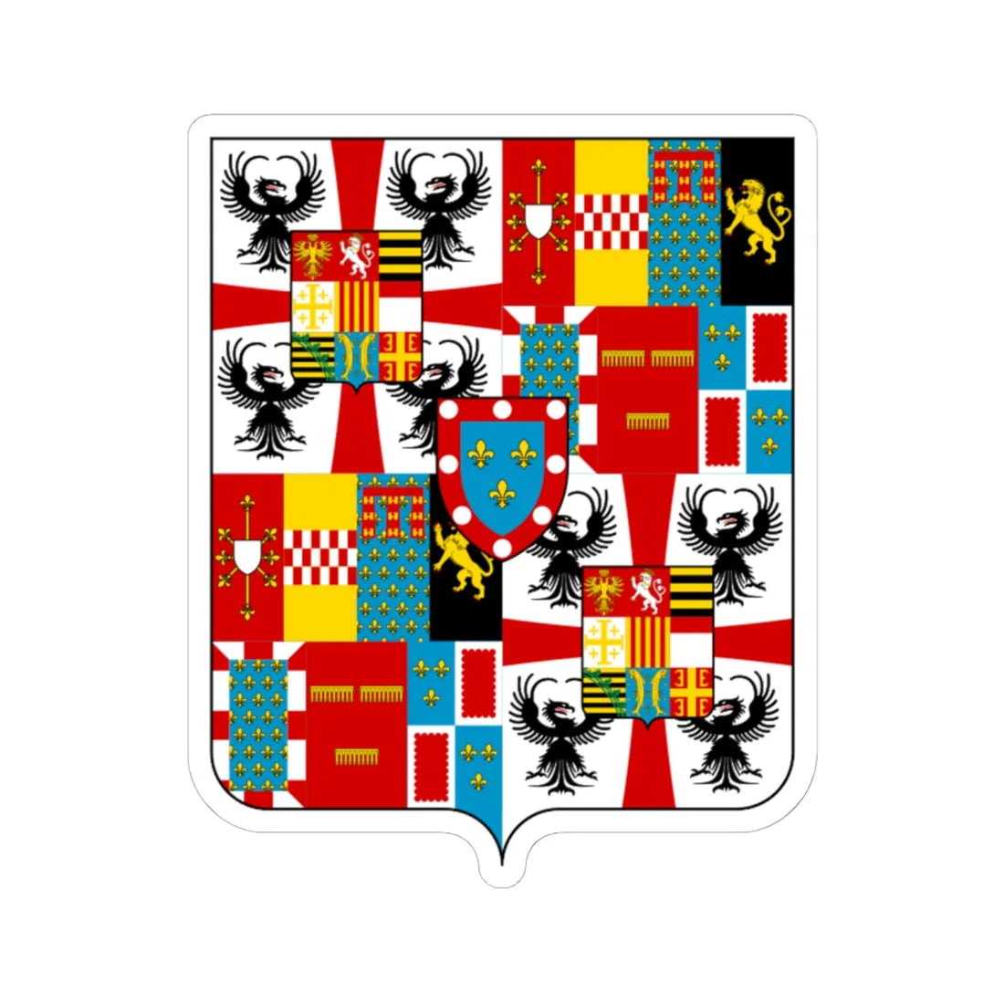 Coat of arms of the House of Gonzaga 1627 (Italy) (Coat of Arms) STICKER Vinyl Kiss-Cut Decal 6 Inch White - The Sticker Space
