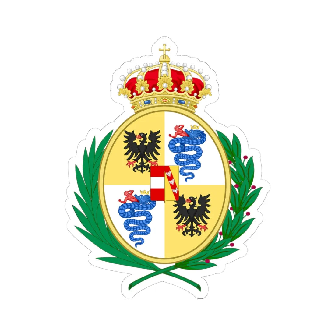 Coat of Arms of the House of Habsburg-Lorraine as Monarch of Milan 1707-1796 (Italy) (Coat of Arms) STICKER Vinyl Kiss-Cut Decal 4 Inch White - The Sticker Space