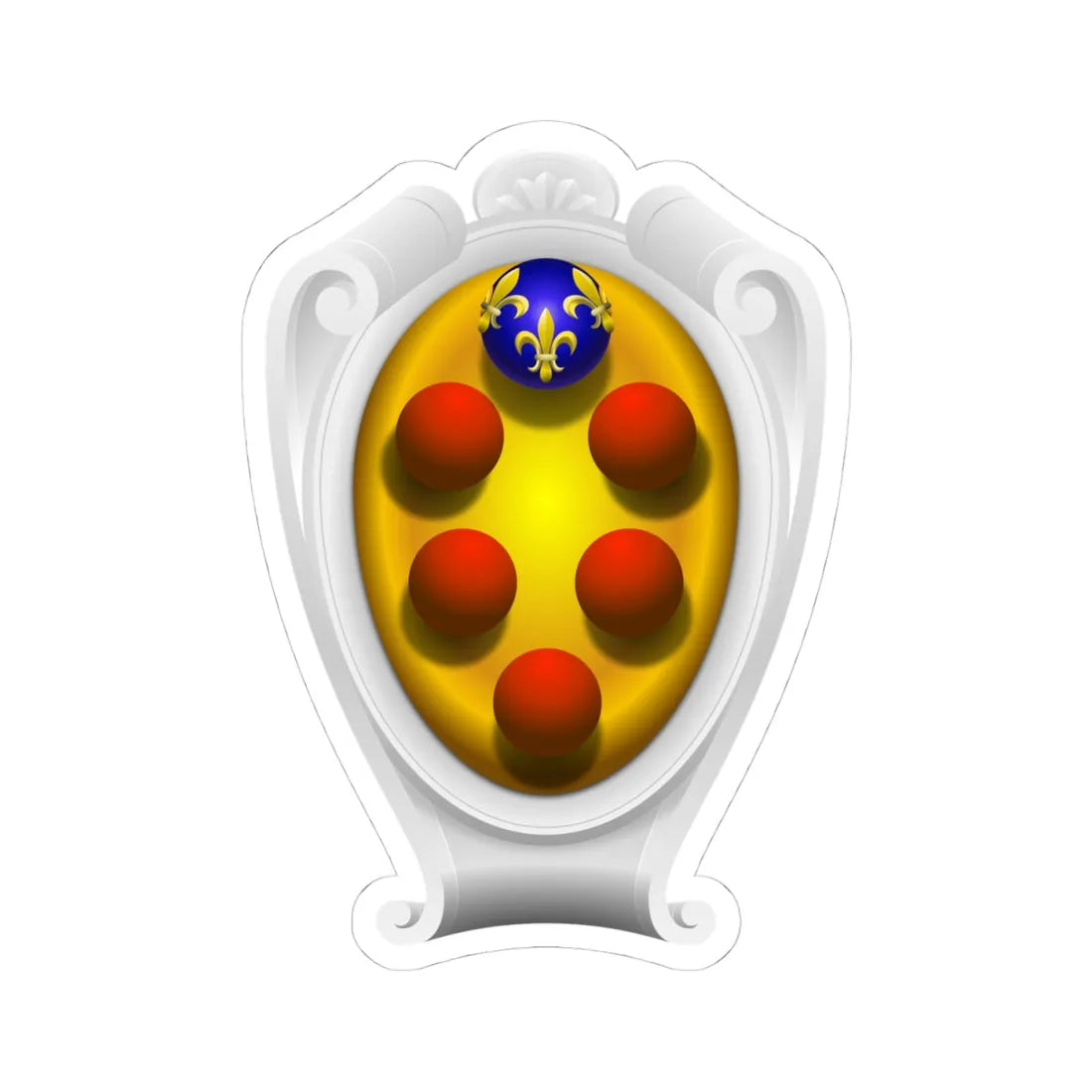Coat of arms of the House of Medici Baroque period representation - type 2 (Italy) (Coat of Arms) STICKER Vinyl Kiss-Cut Decal 4 Inch White - The Sticker Space