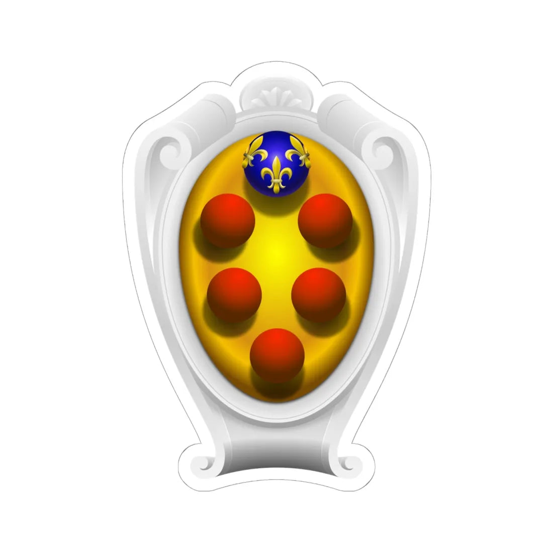 Coat of arms of the House of Medici Baroque period representation - type 2 (Italy) (Coat of Arms) STICKER Vinyl Kiss-Cut Decal 6 Inch White - The Sticker Space