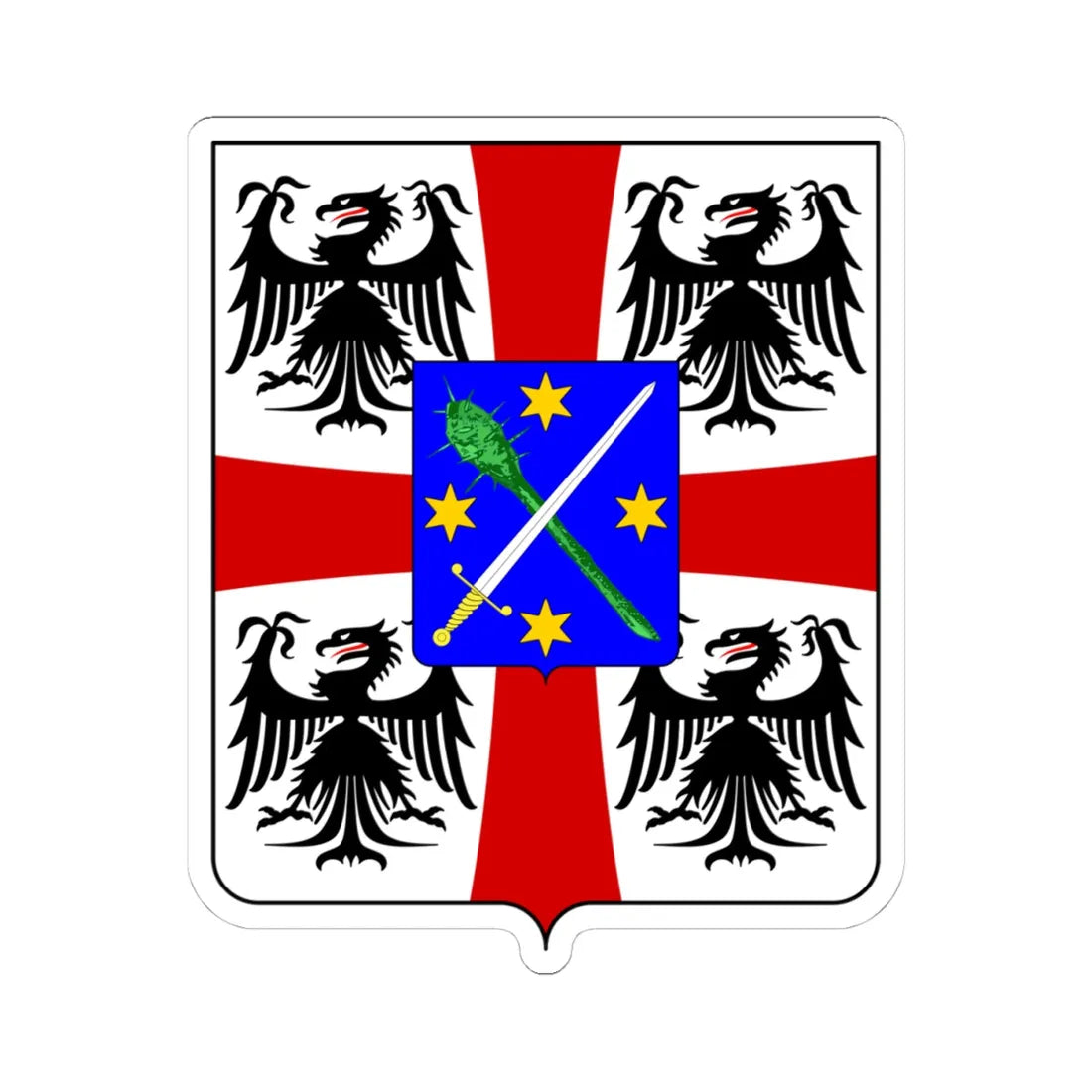 Coat of arms of the House of Nembrini Gonzaga (Italy) (Coat of Arms) STICKER Vinyl Kiss-Cut Decal 4 Inch White - The Sticker Space