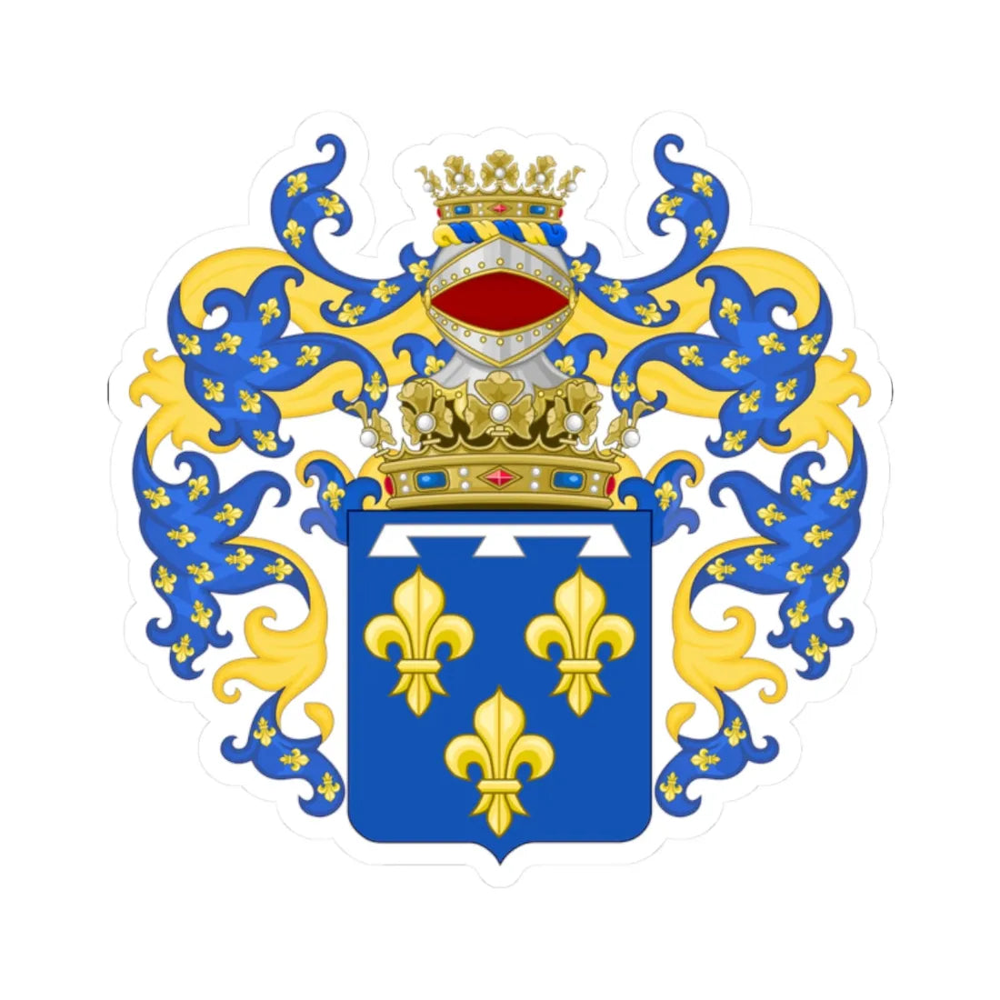 Coat of Arms of the House of Orleans-Galliera Since 1997 (Italy) (Coat of Arms) STICKER Vinyl Kiss-Cut Decal 2 Inch White - The Sticker Space