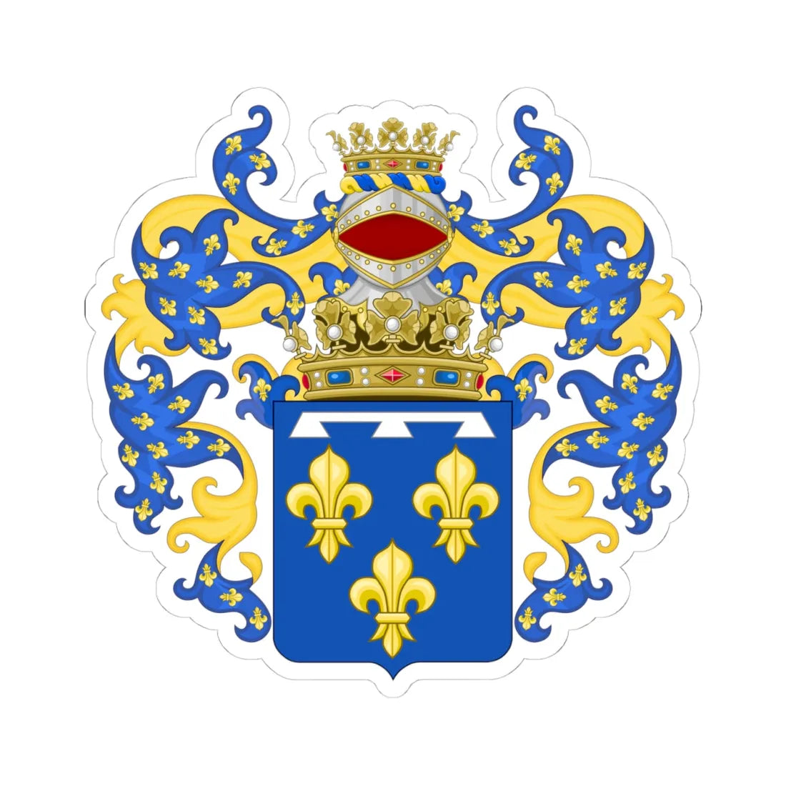 Coat of Arms of the House of Orleans-Galliera Since 1997 (Italy) (Coat of Arms) STICKER Vinyl Kiss-Cut Decal 4 Inch White - The Sticker Space