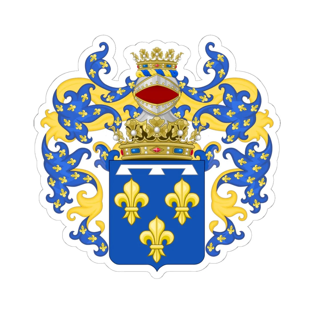 Coat of Arms of the House of Orleans-Galliera Since 1997 (Italy) (Coat of Arms) STICKER Vinyl Kiss-Cut Decal 6 Inch White - The Sticker Space