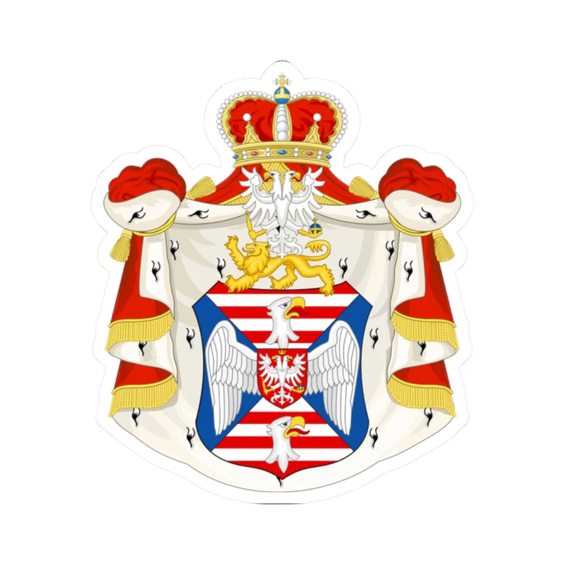 Coat of arms of the House of Petrović-Njegoš (Montenegro) (Coat of Arms) STICKER Vinyl Kiss-Cut Decal 2 Inch White - The Sticker Space