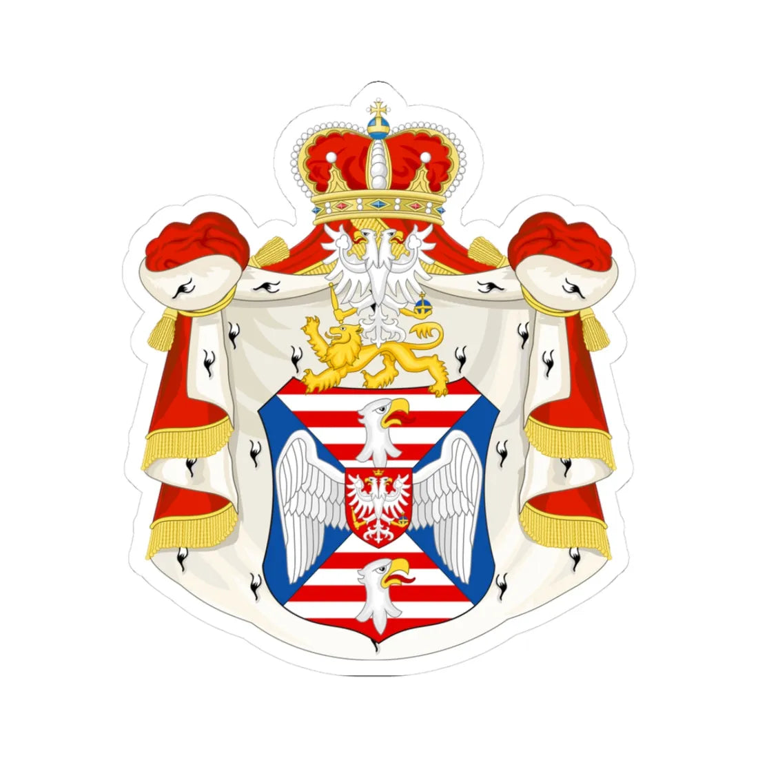 Coat of arms of the House of Petrović-Njegoš (Montenegro) (Coat of Arms) STICKER Vinyl Kiss-Cut Decal 3 Inch White - The Sticker Space