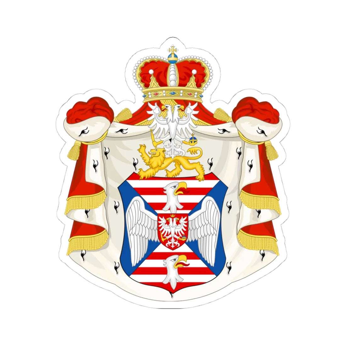 Coat of arms of the House of Petrović-Njegoš (Montenegro) (Coat of Arms) STICKER Vinyl Kiss-Cut Decal 4 Inch White - The Sticker Space