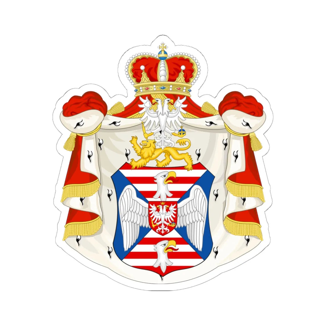 Coat of arms of the House of Petrović-Njegoš (Montenegro) (Coat of Arms) STICKER Vinyl Kiss-Cut Decal 6 Inch White - The Sticker Space