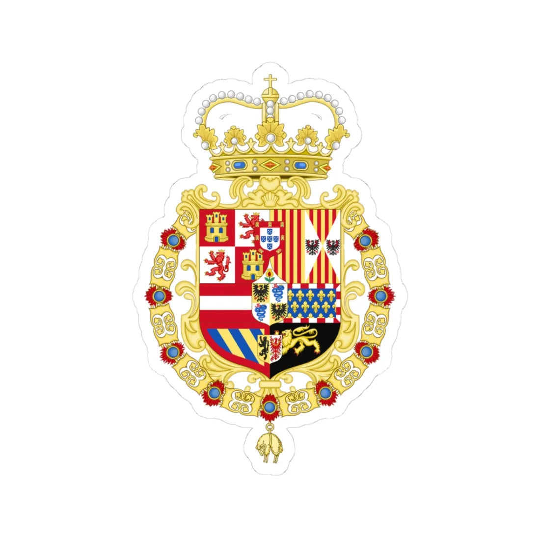 Coat of Arms of the King of Spain as Monarch of Milan 1580-1700 (Italy) (Coat of Arms) STICKER Vinyl Kiss-Cut Decal 3 Inch White - The Sticker Space