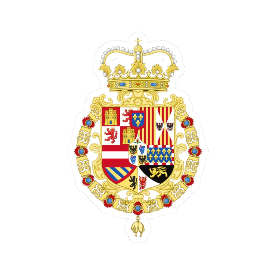 Coat of Arms of the King of Spain as Monarch of Milan 1700-1714 (Italy) (Coat of Arms) STICKER Vinyl Kiss-Cut Decal 2 Inch White - The Sticker Space