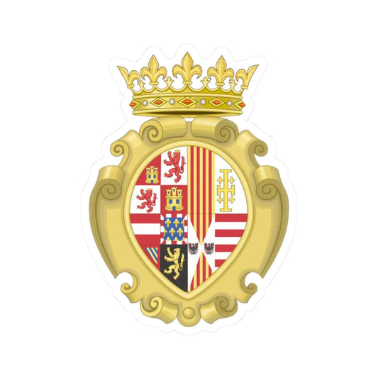 Coat of Arms of the King of Spain as Monarch of Naples and Sicily 1598-1665 (Spain) (Coat of Arms) STICKER Vinyl Kiss-Cut Decal 2 Inch White - The Sticker Space