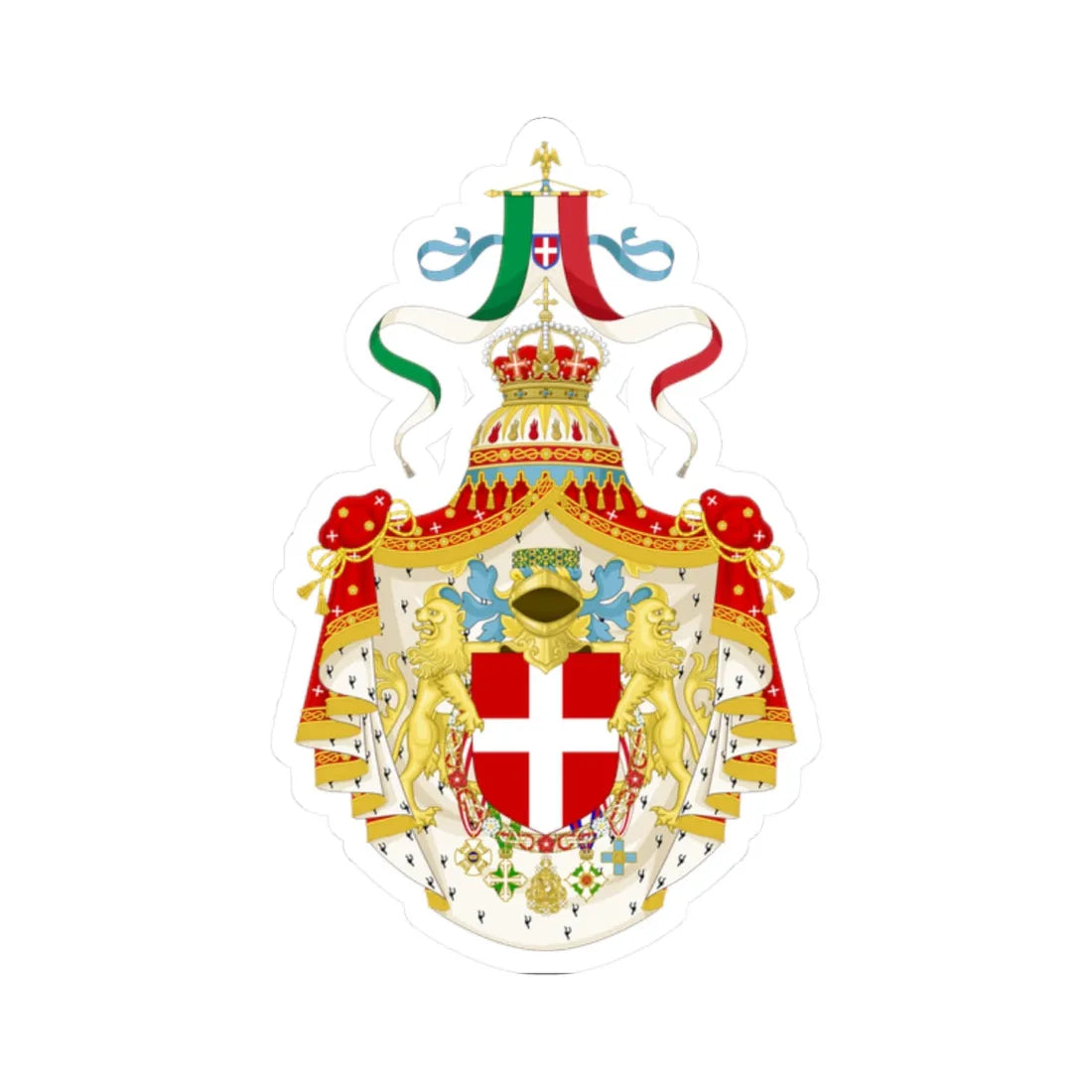 Coat of arms of the Kingdom of Italy 1890 (Italy) (Coat of Arms) STICKER Vinyl Kiss-Cut Decal 2 Inch White - The Sticker Space