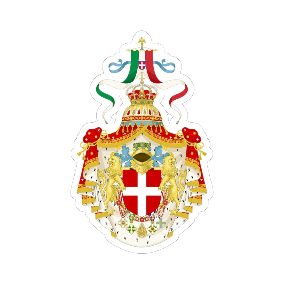 Coat of arms of the Kingdom of Italy 1890 (Italy) (Coat of Arms) STICKER Vinyl Kiss-Cut Decal 4 Inch White - The Sticker Space