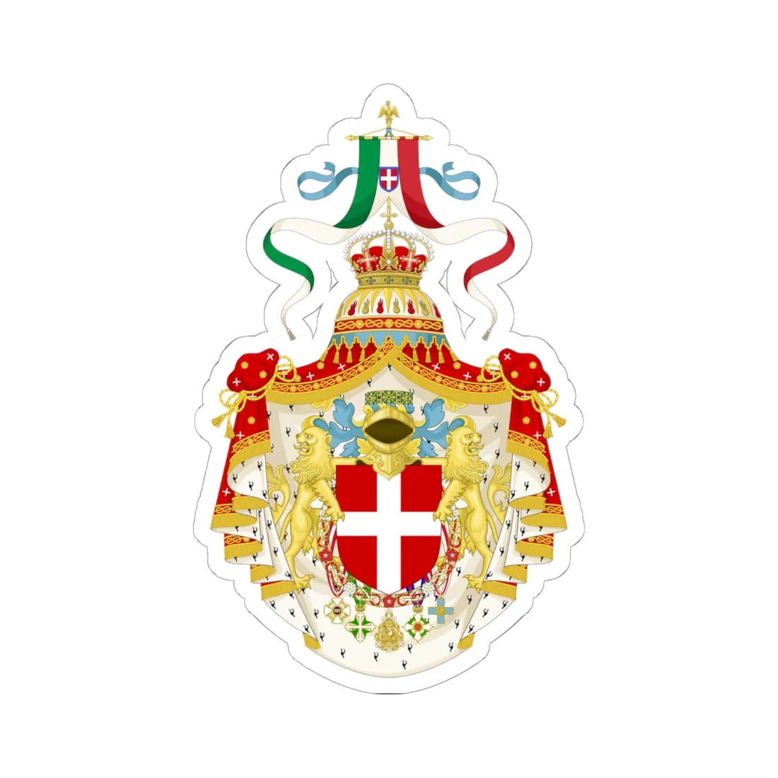 Coat of arms of the Kingdom of Italy 1890 (Italy) (Coat of Arms) STICKER Vinyl Kiss-Cut Decal 6 Inch White - The Sticker Space