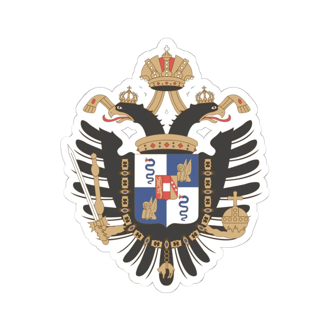 Coat of arms of the Kingdom of LombardyVenetia (Italy) (Coat of Arms) STICKER Vinyl Kiss-Cut Decal 6 Inch White - The Sticker Space