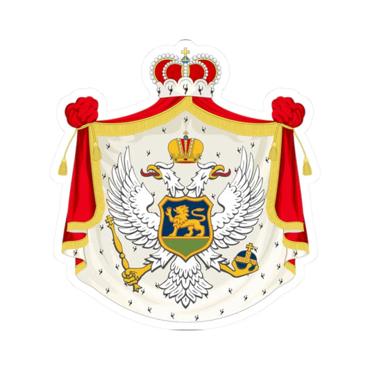Coat of arms of the Kingdom of Montenegro alternate (Montenegro) (Coat of Arms) STICKER Vinyl Kiss-Cut Decal 2 Inch White - The Sticker Space