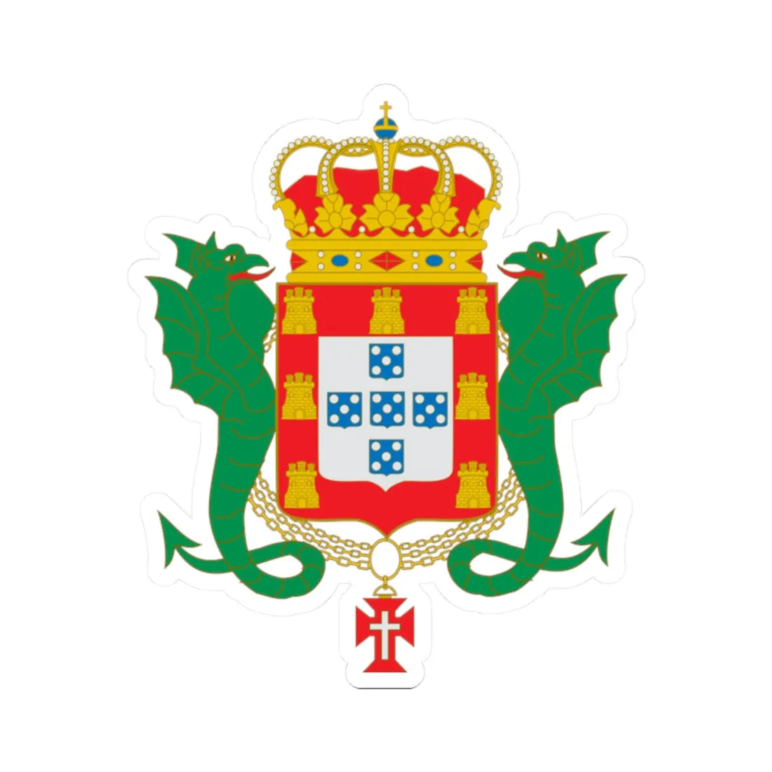Coat of arms of the Kingdom of Portugal Enciclopedie Diderot (Spain) (Coat of Arms) STICKER Vinyl Kiss-Cut Decal 2 Inch White - The Sticker Space