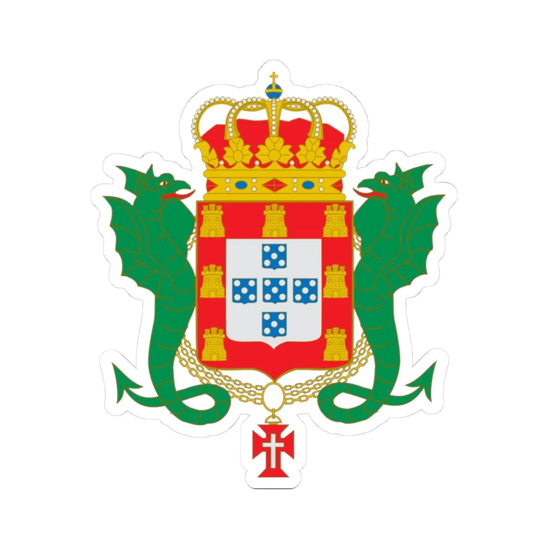 Coat of arms of the Kingdom of Portugal Enciclopedie Diderot (Spain) (Coat of Arms) STICKER Vinyl Kiss-Cut Decal 3 Inch White - The Sticker Space