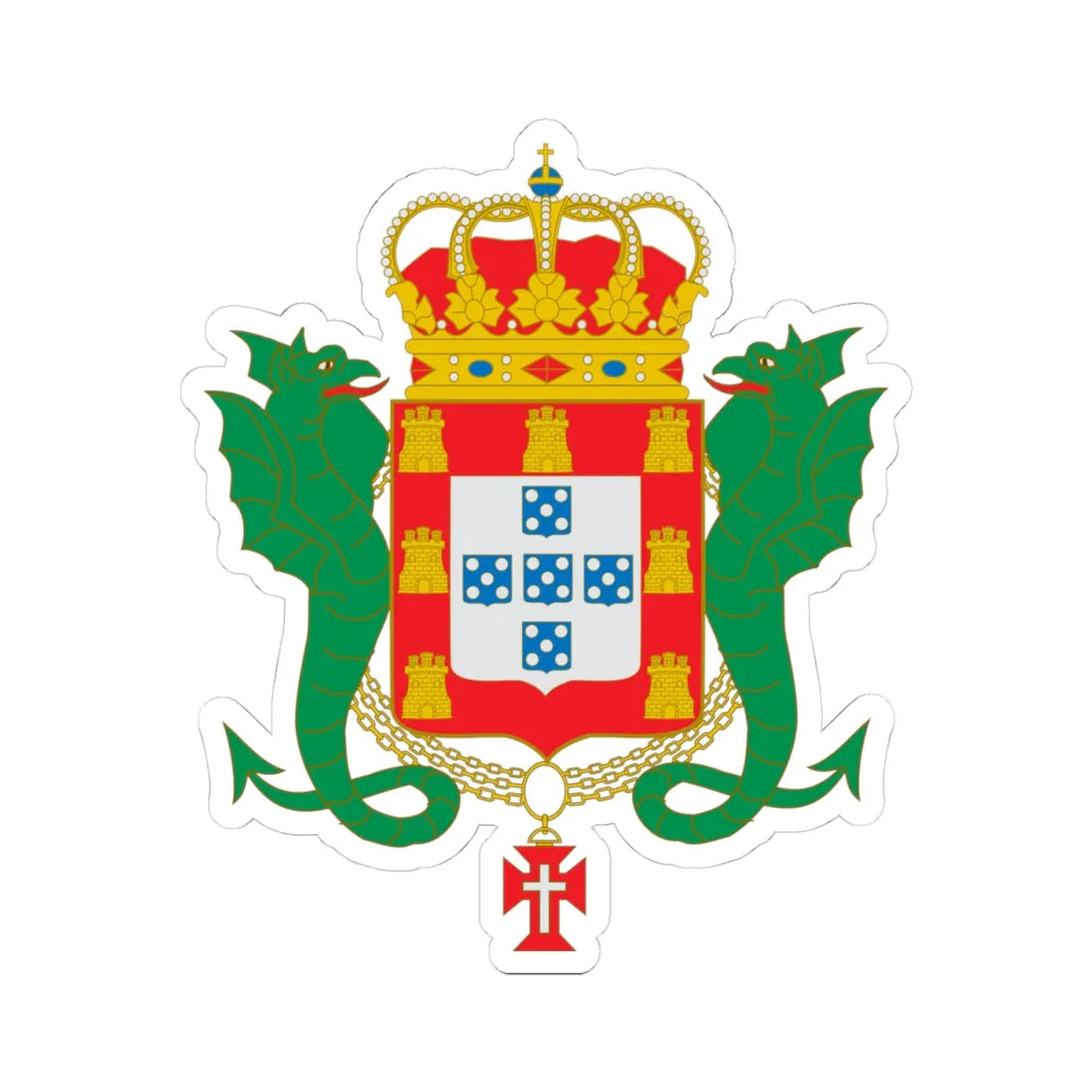 Coat of arms of the Kingdom of Portugal Enciclopedie Diderot (Spain) (Coat of Arms) STICKER Vinyl Kiss-Cut Decal 4 Inch White - The Sticker Space