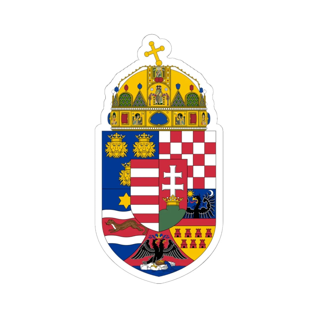 Coat of arms of the Lands of the Holy Hungarian Crown 1896-1915 (Austria) (Coat of Arms) STICKER Vinyl Kiss-Cut Decal 6 Inch White - The Sticker Space
