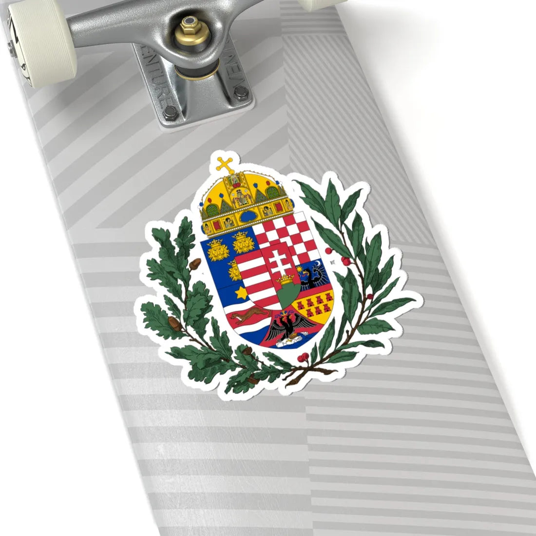 Coat of arms of the Lands of the Holy Hungarian Crown 1896-1915 oak and olive branches (Austria) (Coat of Arms) STICKER Vinyl Kiss-Cut Decal - The Sticker Space