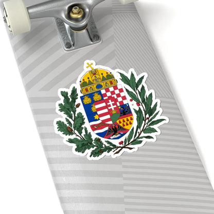Coat of arms of the Lands of the Holy Hungarian Crown 1896-1915 oak and olive branches (Austria) (Coat of Arms) STICKER Vinyl Kiss-Cut Decal - The Sticker Space