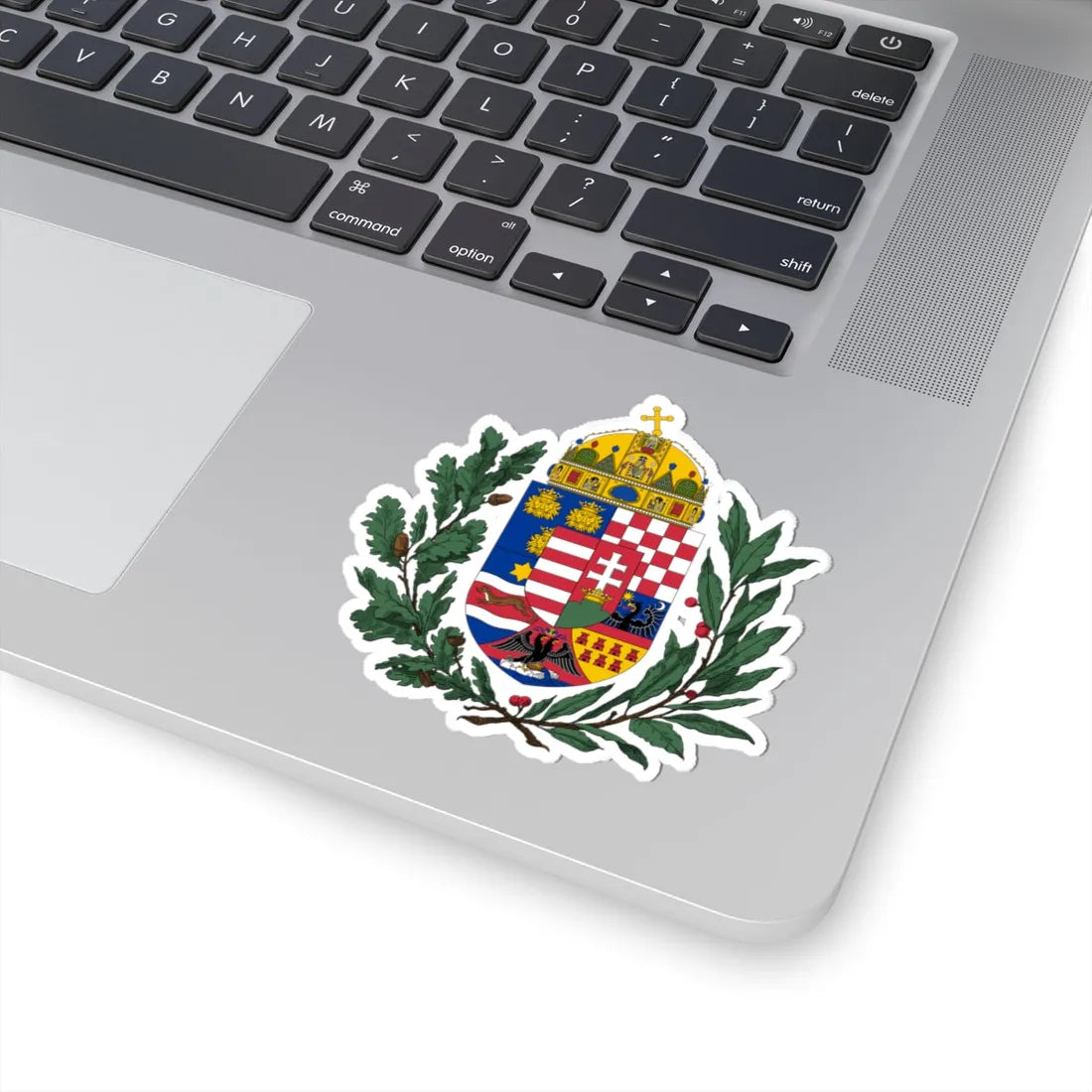 Coat of arms of the Lands of the Holy Hungarian Crown 1896-1915 oak and olive branches (Austria) (Coat of Arms) STICKER Vinyl Kiss-Cut Decal - The Sticker Space