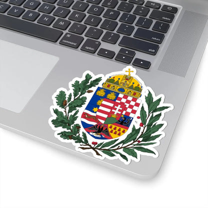 Coat of arms of the Lands of the Holy Hungarian Crown 1896-1915 oak and olive branches (Austria) (Coat of Arms) STICKER Vinyl Kiss-Cut Decal - The Sticker Space