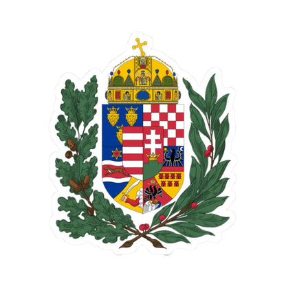 Coat of arms of the Lands of the Holy Hungarian Crown 1915-1918 1919-1946 oak and olive branches (Austria) (Coat of Arms) STICKER Vinyl Kiss-Cut Decal 2 Inch White - The Sticker Space