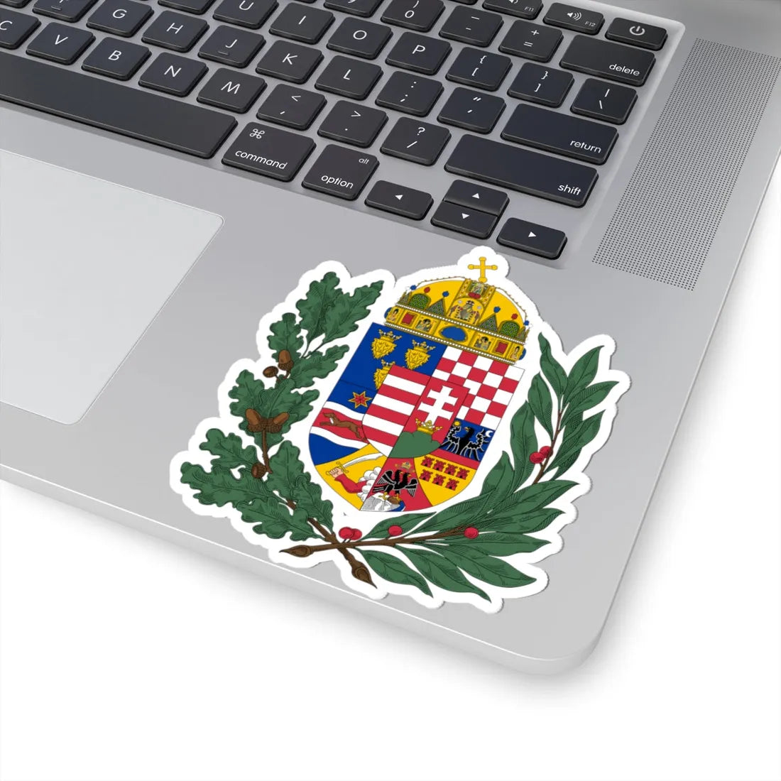 Coat of arms of the Lands of the Holy Hungarian Crown 1915-1918 1919-1946 oak and olive branches (Austria) (Coat of Arms) STICKER Vinyl Kiss-Cut Decal - The Sticker Space