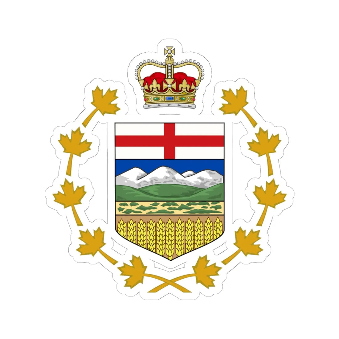 Coat of arms of the Lieutenant-Governor of Alberta (Canada) (Coat of Arms) STICKER Vinyl Kiss-Cut Decal 6 Inch White - The Sticker Space