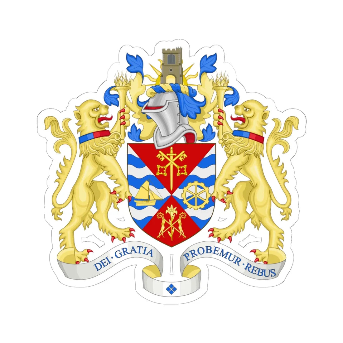 Coat of arms of the London Borough of Barking and Dagenham (England) (Coat of Arms) STICKER Vinyl Kiss-Cut Decal 6 Inch White - The Sticker Space