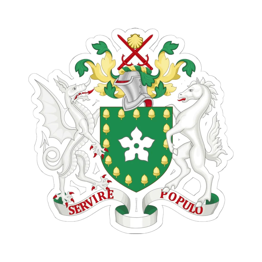 Coat of arms of the London Borough of Bromley (England) (Coat of Arms) STICKER Vinyl Kiss-Cut Decal 6 Inch White - The Sticker Space