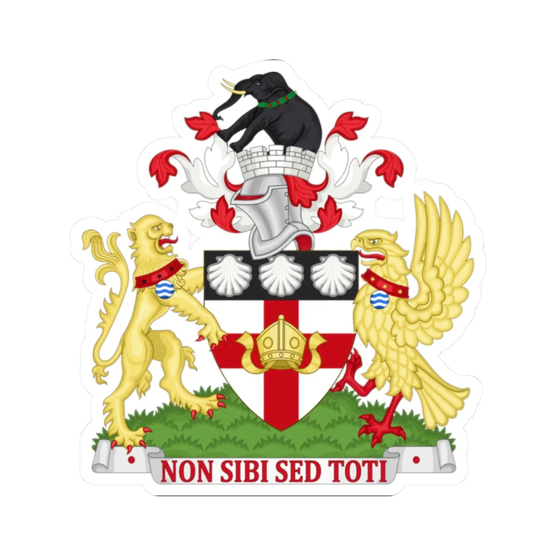 Coat of arms of the London Borough of Camden (England) (Coat of Arms) STICKER Vinyl Kiss-Cut Decal 2 Inch White - The Sticker Space