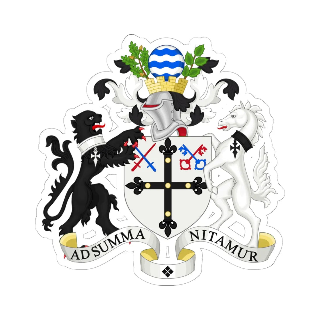 Coat of arms of the London Borough of Croydon (England) (Coat of Arms) STICKER Vinyl Kiss-Cut Decal 6 Inch White - The Sticker Space