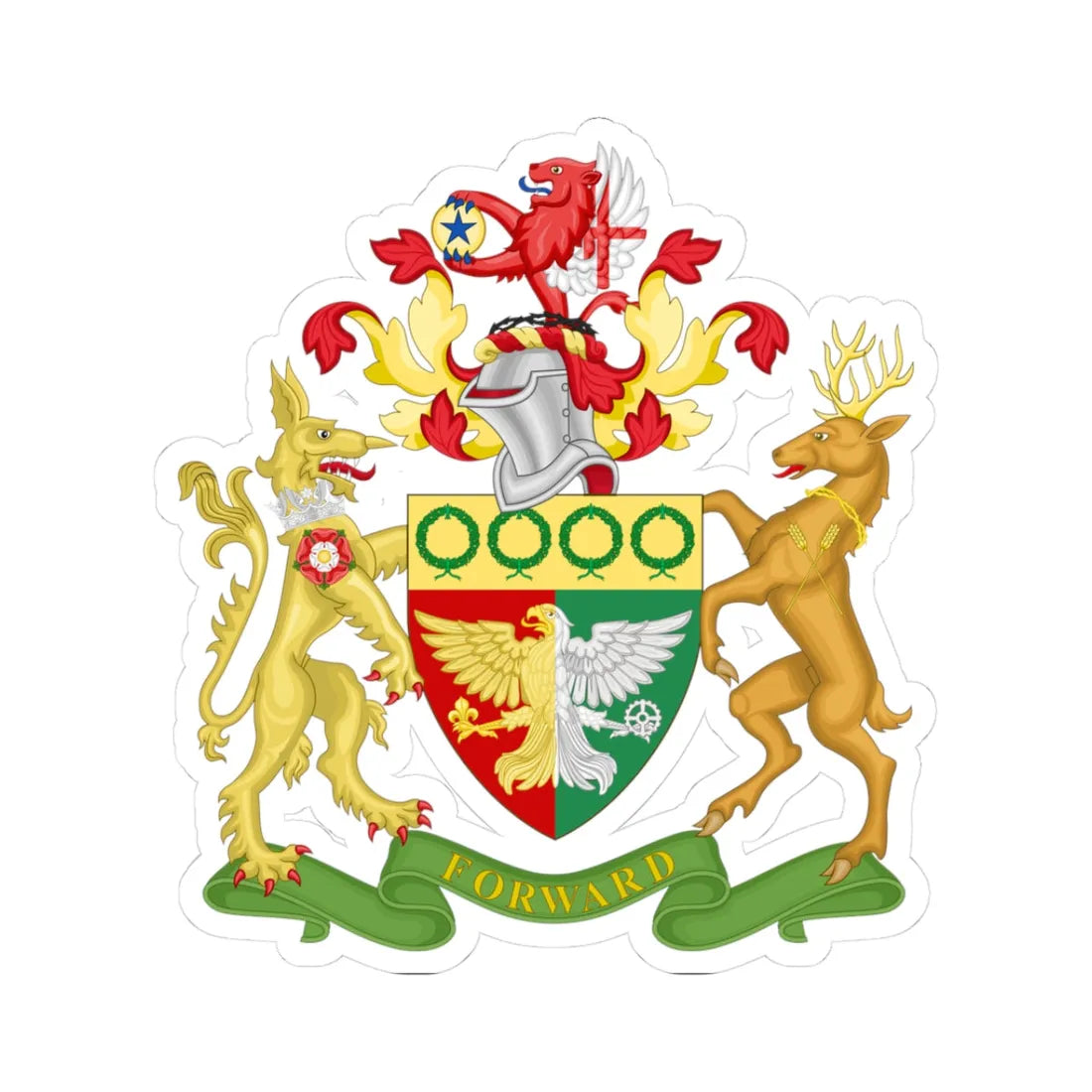 Coat of Arms of the London Borough of Hillingdon (England) (Coat of Arms) STICKER Vinyl Kiss-Cut Decal 3 Inch White - The Sticker Space