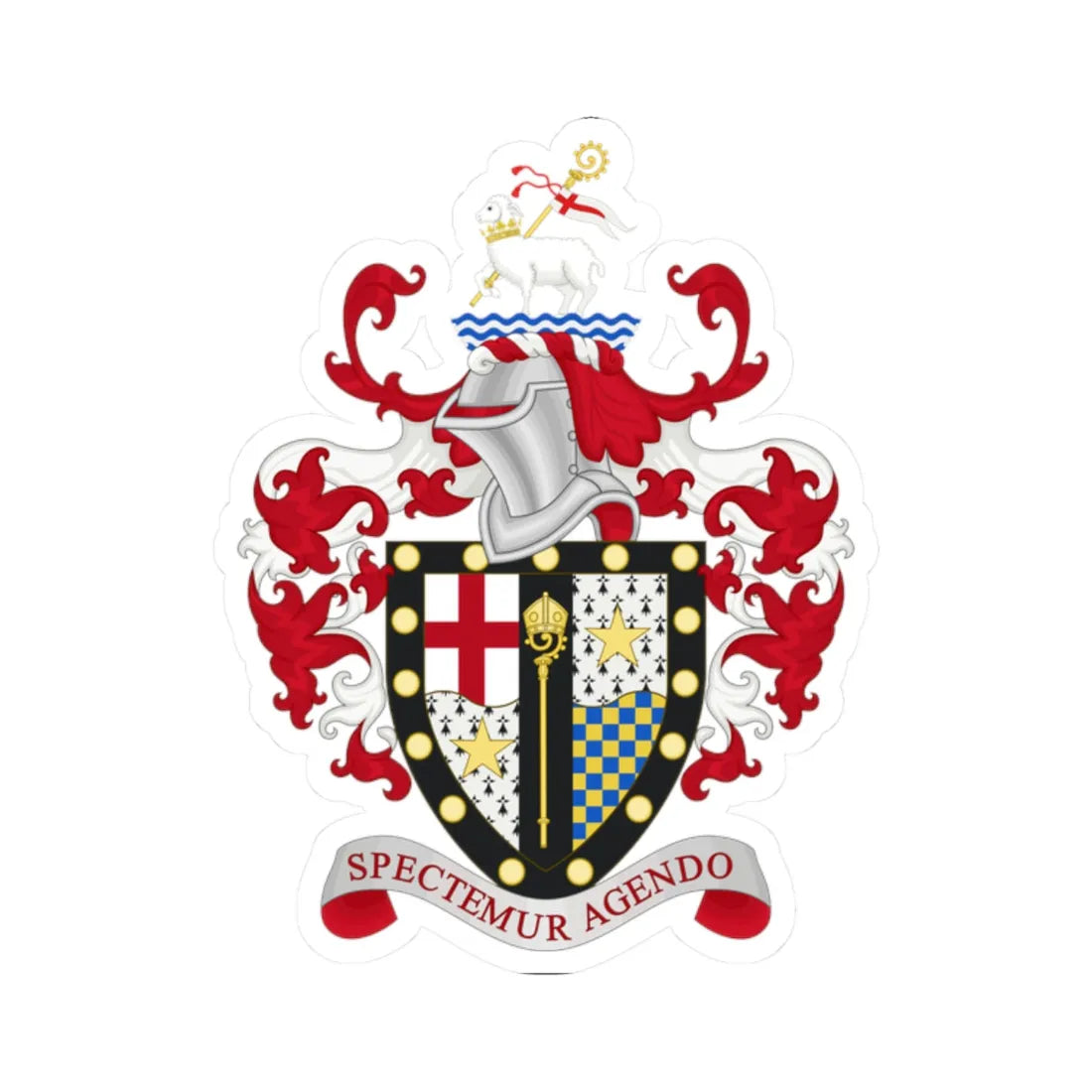 Coat of Arms of the London Borough of Lambeth (England) (Coat of Arms) STICKER Vinyl Kiss-Cut Decal 2 Inch White - The Sticker Space