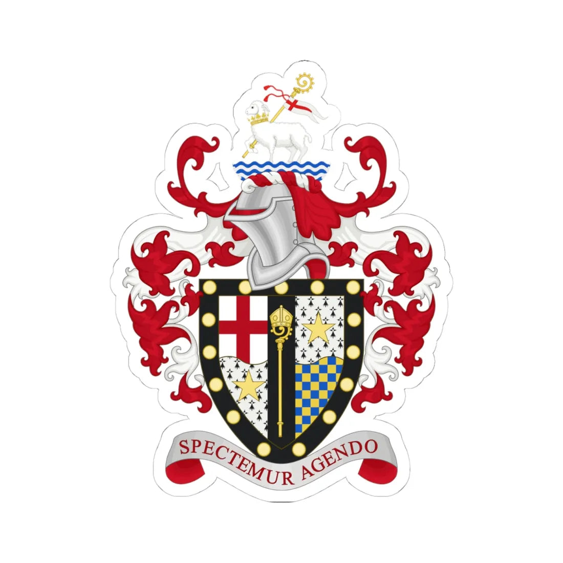 Coat of Arms of the London Borough of Lambeth (England) (Coat of Arms) STICKER Vinyl Kiss-Cut Decal 4 Inch White - The Sticker Space