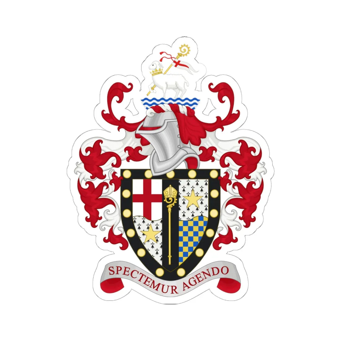 Coat of Arms of the London Borough of Lambeth (England) (Coat of Arms) STICKER Vinyl Kiss-Cut Decal 6 Inch White - The Sticker Space