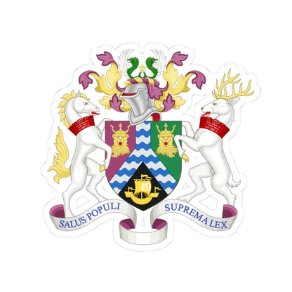 Coat of arms of the London Borough of Lewisham (England) (Coat of Arms) STICKER Vinyl Kiss-Cut Decal 3 Inch White - The Sticker Space