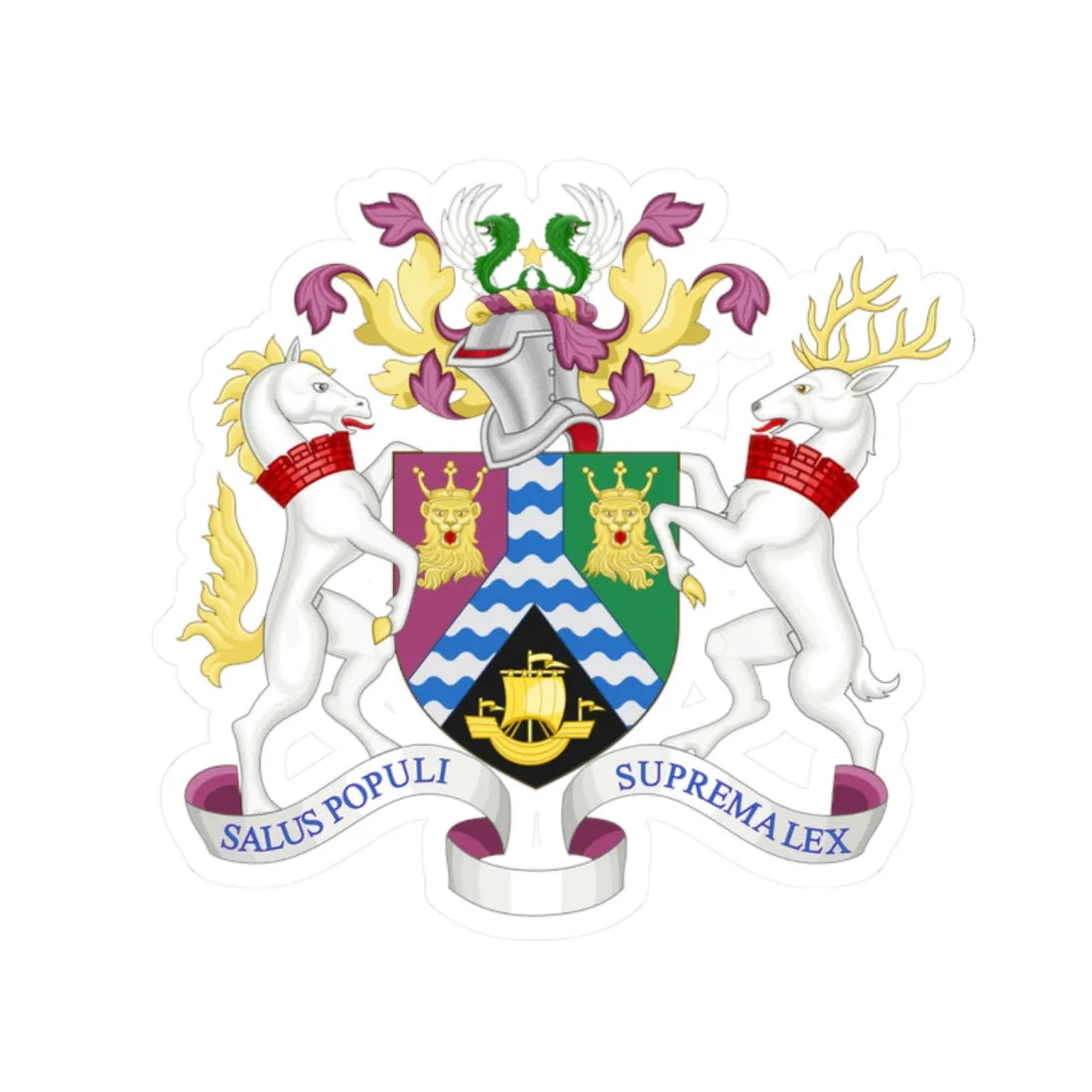 Coat of arms of the London Borough of Lewisham (England) (Coat of Arms) STICKER Vinyl Kiss-Cut Decal - The Sticker Space