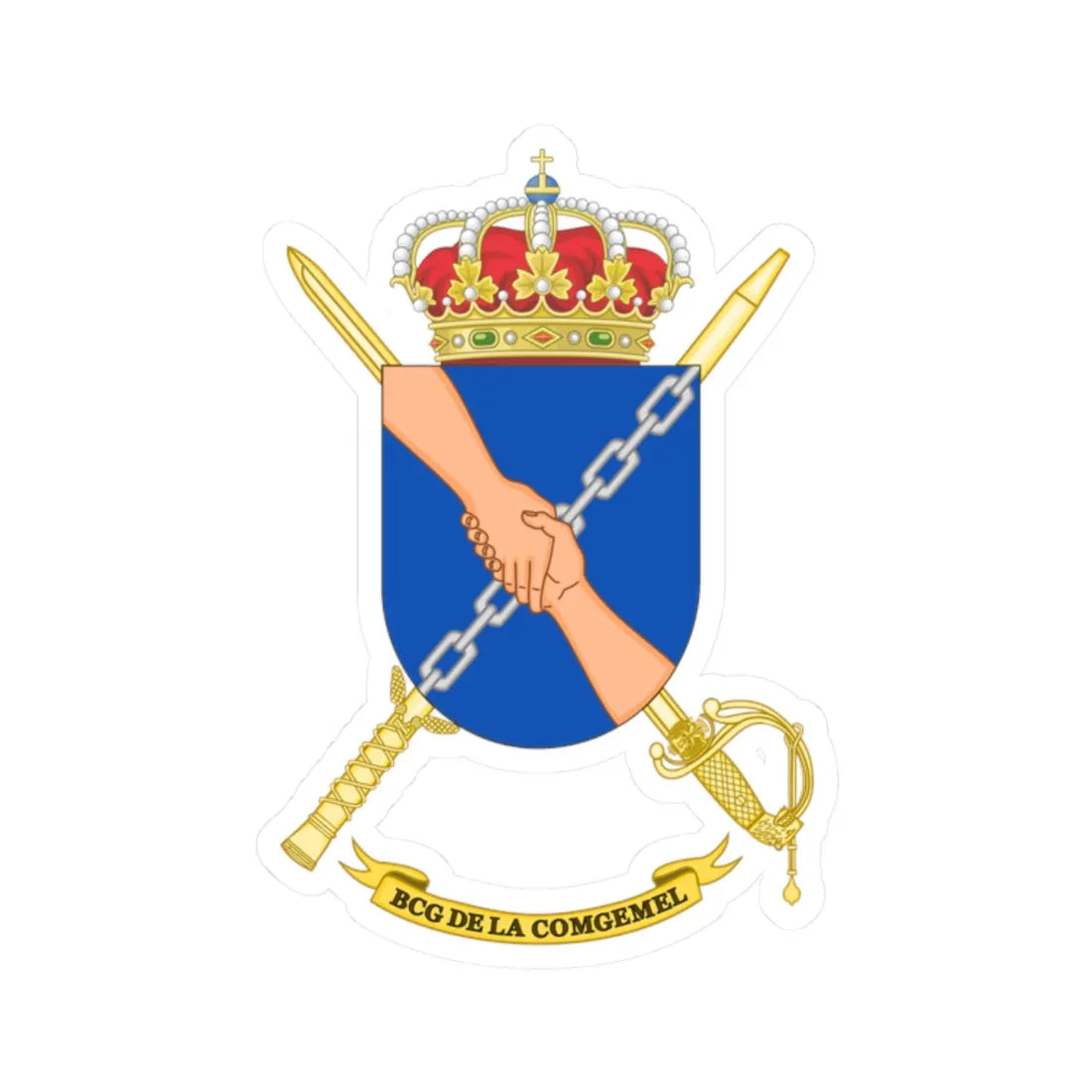 Coat of Arms of the Melilla General Command Headquarters Battalion (Spain) (Coat of Arms) STICKER Vinyl Kiss-Cut Decal 2 Inch White - The Sticker Space