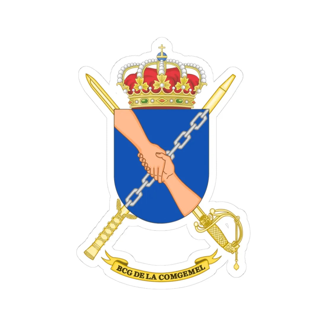 Coat of Arms of the Melilla General Command Headquarters Battalion (Spain) (Coat of Arms) STICKER Vinyl Kiss-Cut Decal 3 Inch White - The Sticker Space