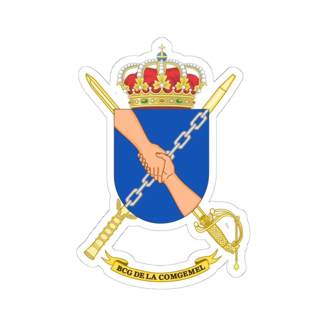 Coat of Arms of the Melilla General Command Headquarters Battalion (Spain) (Coat of Arms) STICKER Vinyl Kiss-Cut Decal 6 Inch White - The Sticker Space
