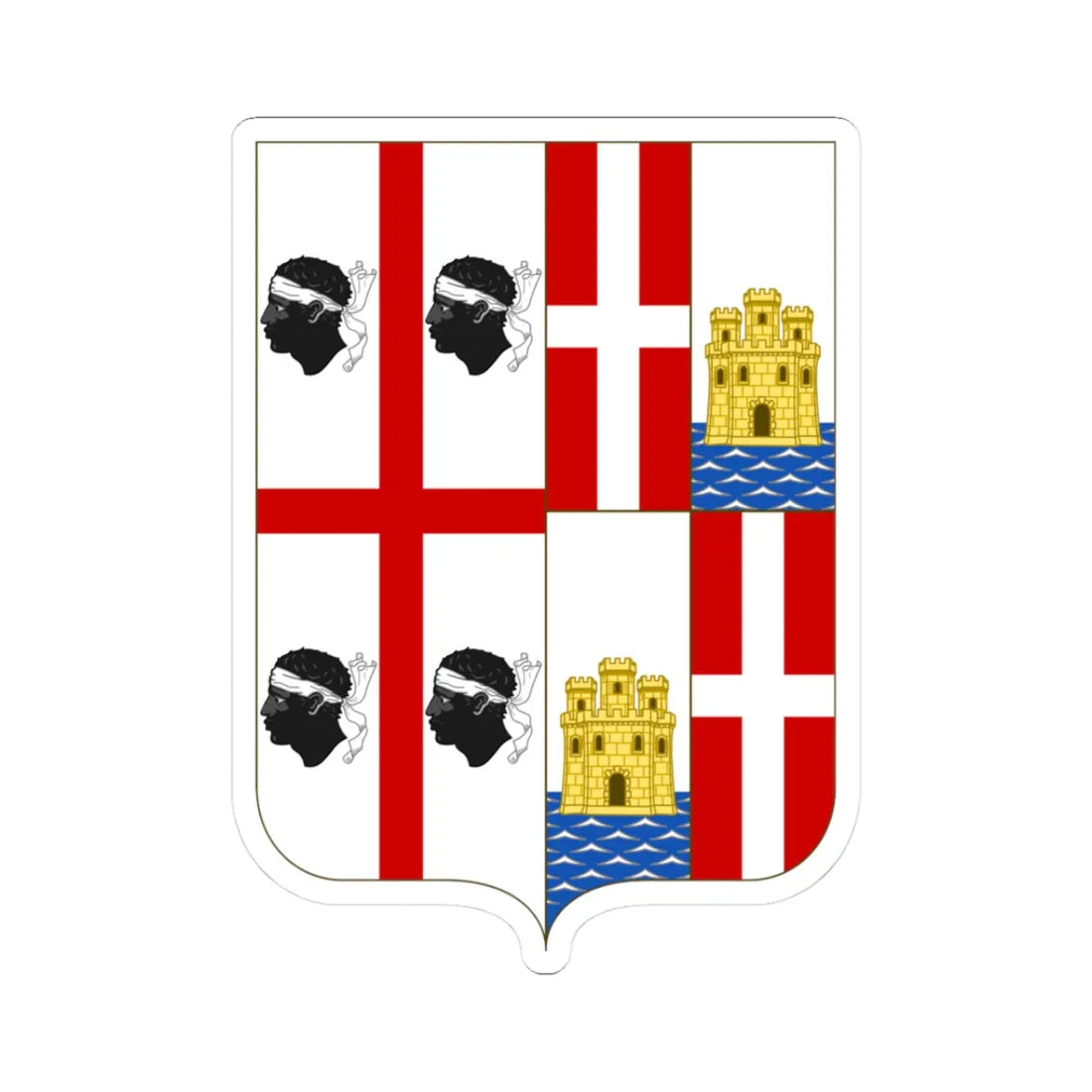 Coat of Arms of the Metropolitan city of Cagliari (Italy) (Coat of Arms) STICKER Vinyl Kiss-Cut Decal 3 Inch White - The Sticker Space